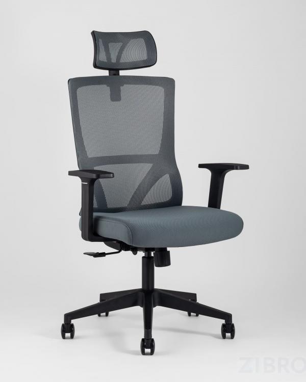 Компьютерное кресло для руководителя TopChairs Local офисное серое обивка сетка ткань крестовина пластик Компьютерное кресло для руководителя TopChairs Local офисное серое обивка сетка ткань крестовина пластик