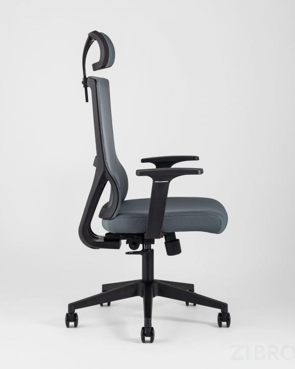 Компьютерное кресло для руководителя TopChairs Local офисное серое обивка сетка ткань крестовина пластик Компьютерное кресло для руководителя TopChairs Local офисное серое обивка сетка ткань крестовина пластик