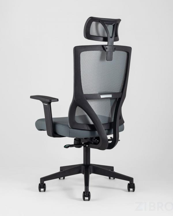 Компьютерное кресло для руководителя TopChairs Local офисное серое обивка сетка ткань крестовина пластик Компьютерное кресло для руководителя TopChairs Local офисное серое обивка сетка ткань крестовина пластик