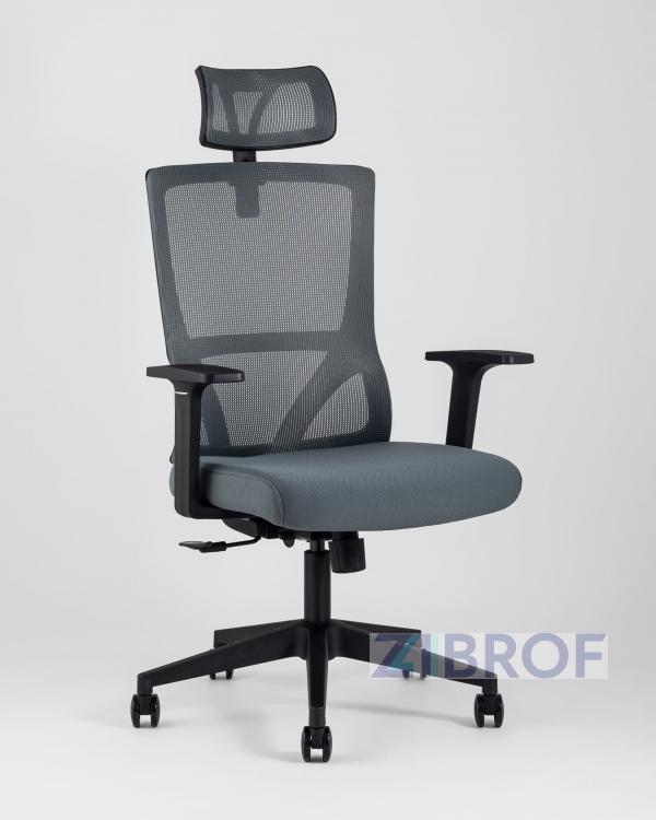 Компьютерное кресло для руководителя TopChairs Local офисное серое обивка сетка ткань крестовина пластик Компьютерное кресло для руководителя TopChairs Local офисное серое обивка сетка ткань крестовина пластик