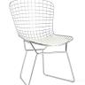 Стул обеденный Bertoia хромированный металл с белой подушкой из экокожи