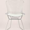 Стул обеденный Bertoia хромированный металл с белой подушкой из экокожи