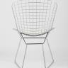 Стул обеденный Bertoia хромированный металл с белой подушкой из экокожи