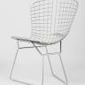 Стул обеденный Bertoia хромированный металл с белой подушкой из экокожи