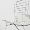 Стул обеденный Bertoia хромированный металл с белой подушкой из экокожи