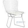Стул обеденный Bertoia хромированный металл с белой подушкой из экокожи