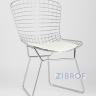 Стул обеденный Bertoia хромированный металл с белой подушкой из экокожи