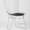 Стул обеденный Bertoia хромированный металл с черной подушкой из экокожи Стул обеденный Bertoia хромированный металл с черной подушкой из экокожи