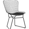 Стул обеденный Bertoia металлический черный с черной подушкой из экокожи Стул обеденный Bertoia металлический черный с черной подушкой из экокожи