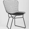 Стул обеденный Bertoia металлический черный с черной подушкой из экокожи Стул обеденный Bertoia металлический черный с черной подушкой из экокожи