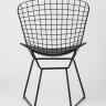 Стул обеденный Bertoia металлический черный с черной подушкой из экокожи Стул обеденный Bertoia металлический черный с черной подушкой из экокожи