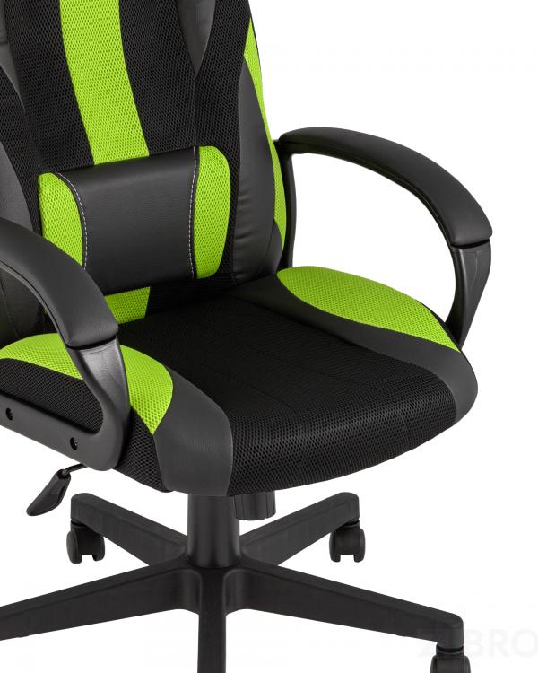 Геймерское кресло TopChairs ST-CYBER 9 GREEN ткань/экокожа черный/зеленый