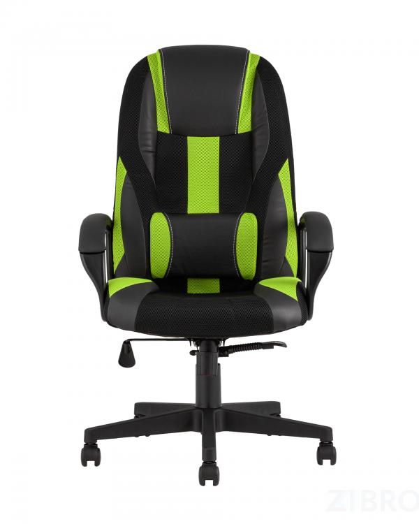 Геймерское кресло TopChairs ST-CYBER 9 GREEN ткань/экокожа черный/зеленый