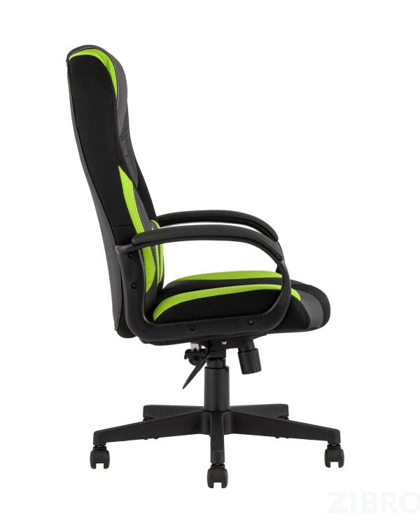 Геймерское кресло TopChairs ST-CYBER 9 GREEN ткань/экокожа черный/зеленый