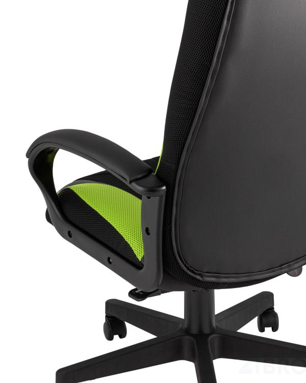 Геймерское кресло TopChairs ST-CYBER 9 GREEN ткань/экокожа черный/зеленый