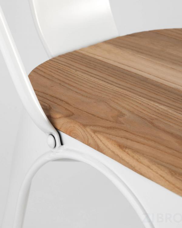 Стул TOLIX WOOD белый глянцевый, каркас металлический, сиденье деревянное