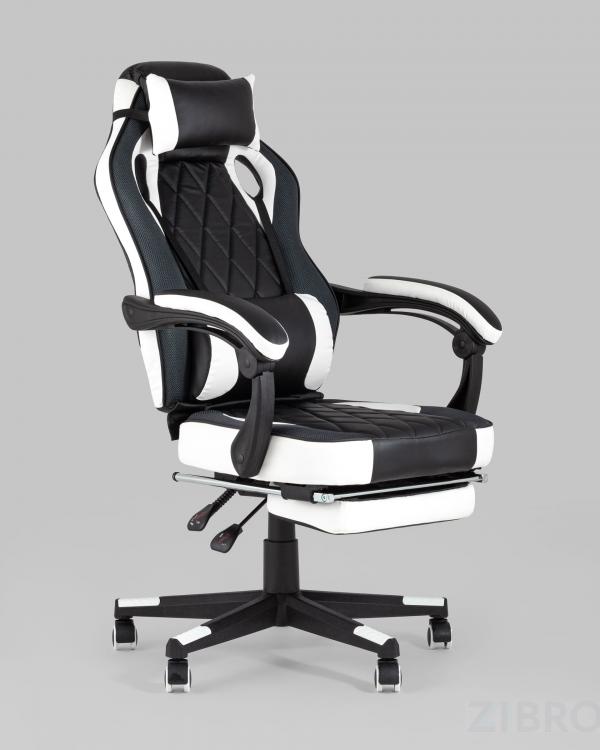 Игровое кресло компьютерное TopChairs Virage черно-белое геймерское