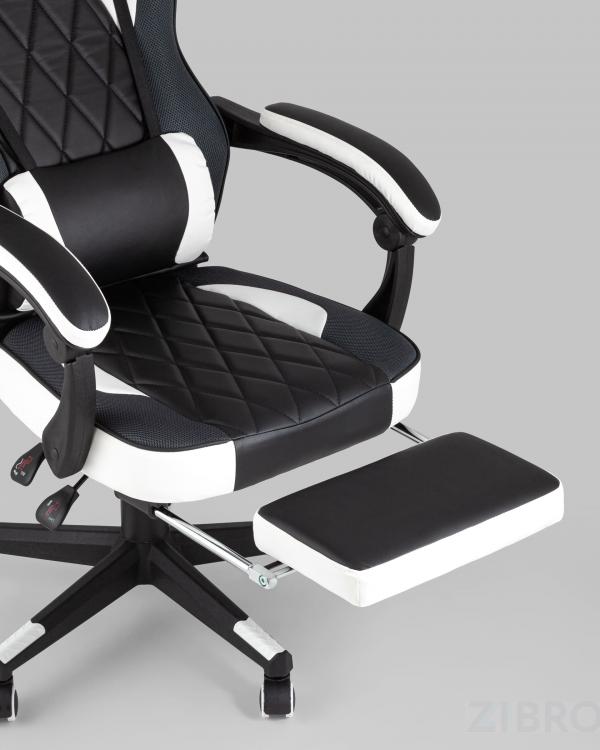Игровое кресло компьютерное TopChairs Virage черно-белое геймерское