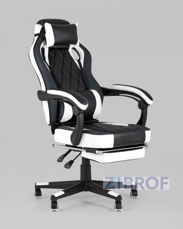 Игровое кресло компьютерное TopChairs Virage черно-белое геймерское