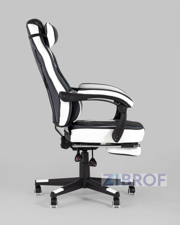 Игровое кресло компьютерное TopChairs Virage черно-белое геймерское