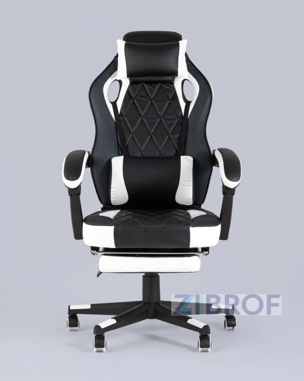 Игровое кресло компьютерное TopChairs Virage черно-белое геймерское
