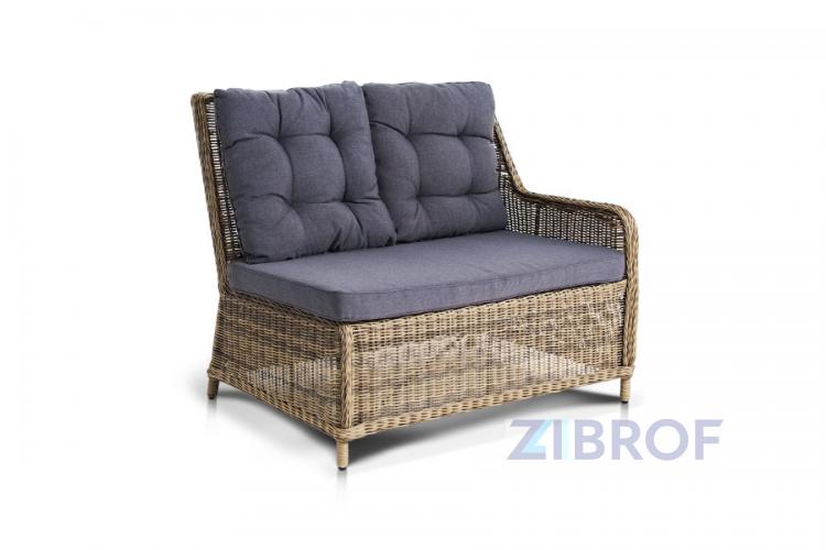Бергамо, плетеный левый модуль дивана, соломенный