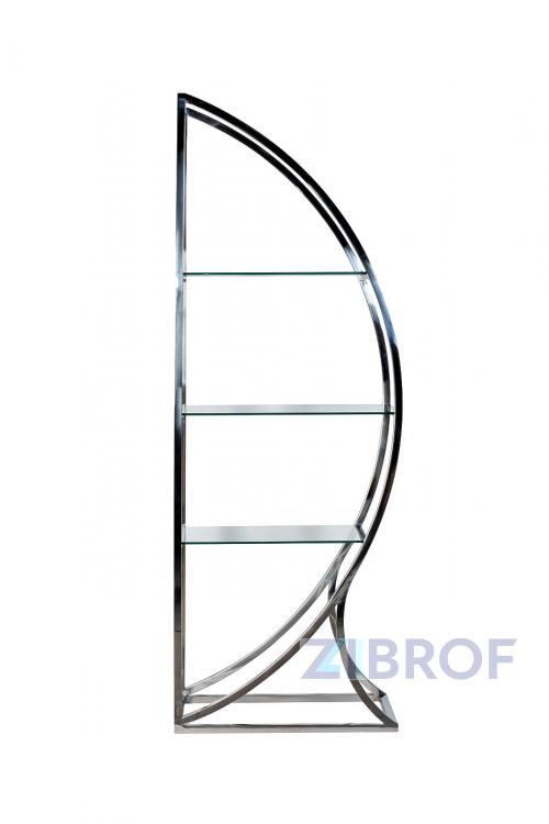 Стеллаж "Полусфера" прозрачное стекло/хром