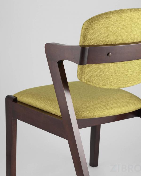 Комплект из двух стульев VIVA мягкое зеленое сиденье, деревянный каркас из массива гевеи