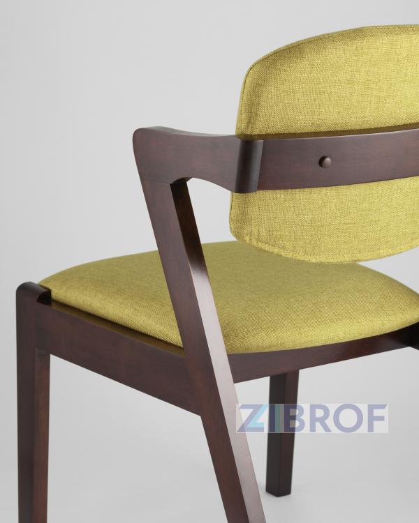 Комплект из двух стульев VIVA мягкое зеленое сиденье, деревянный каркас из массива гевеи