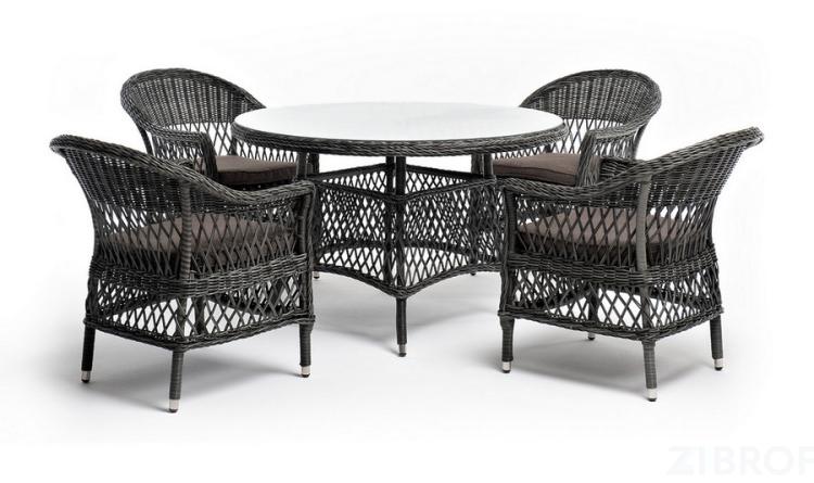 "Эспрессо–118 S" обеденная группа плетеная, цвет графит