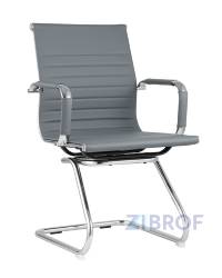 Кресло для посетителей TopChairs Visit серое, обивка из экокожи, металический каркас