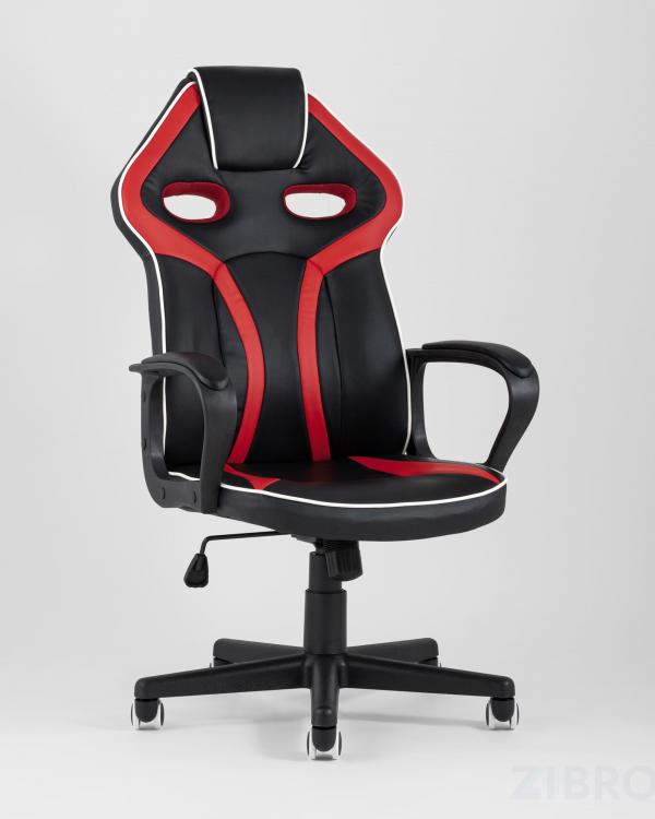 Игровое кресло компьютерное TopChairs Racer Lighti черное с красным геймерское