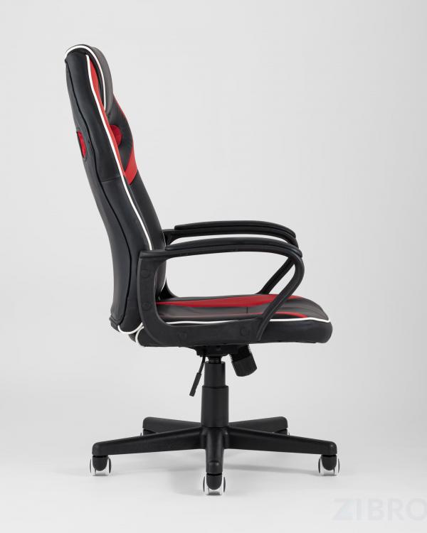 Игровое кресло компьютерное TopChairs Racer Lighti черное с красным геймерское