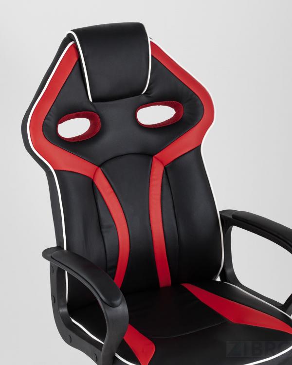 Игровое кресло компьютерное TopChairs Racer Lighti черное с красным геймерское