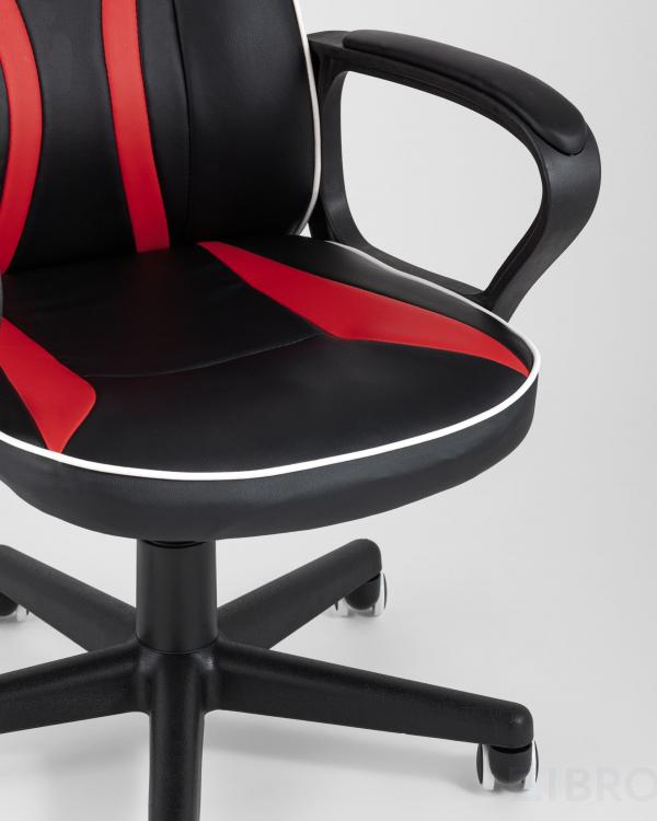 Игровое кресло компьютерное TopChairs Racer Lighti черное с красным геймерское