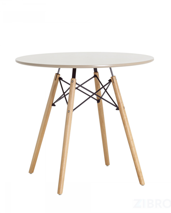 Стол EAMES DSW D80 бежевый, столешница МДФ, ножки массив бука