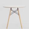 Стол EAMES DSW D80 бежевый, столешница МДФ, ножки массив бука