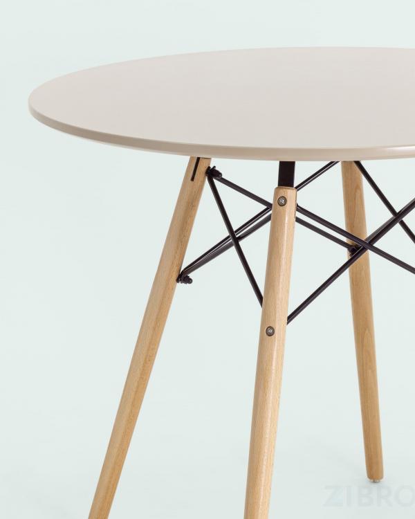 Стол EAMES DSW D80 бежевый, столешница МДФ, ножки массив бука