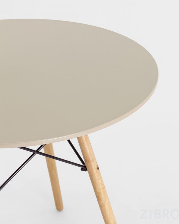 Стол EAMES DSW D80 бежевый, столешница МДФ, ножки массив бука