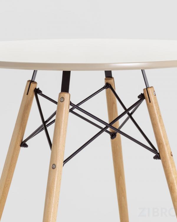 Стол EAMES DSW D80 бежевый, столешница МДФ, ножки массив бука