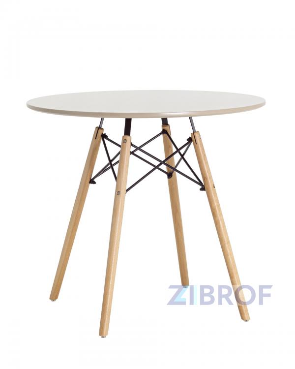 Стол EAMES DSW D80 бежевый, столешница МДФ, ножки массив бука