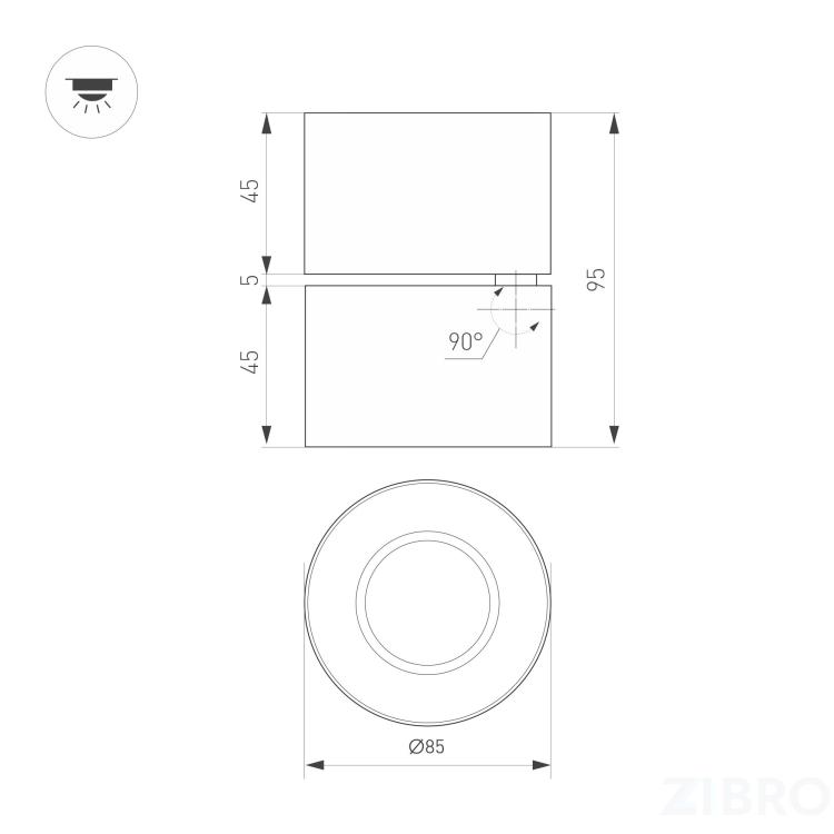 Светильник SP-POINT-SURFACE-R85-12W Warm3200-MIX (BK, 36 deg, 230V) (Arlight, IP20 Металл, 5 лет)