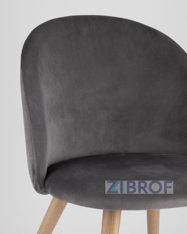 Лион серый, сиденье и спинка из серого велюра, каркас из оцинкованного металла с принтом под нат
