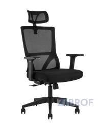 для руководителя TopChairs Local офисное черное обивка сетка ткань крестовина пластик