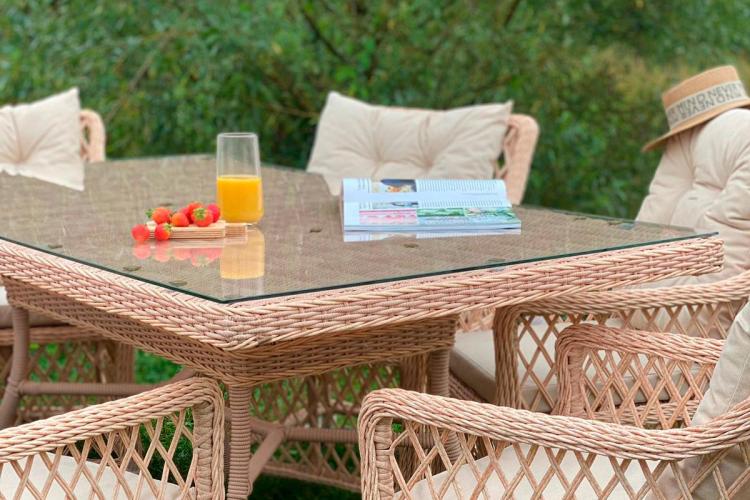 Плетеная мебель для террасы MOKKA VILLA ROSA (на 6 персон) + 12 подушек