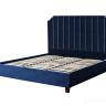 Кровать двуспальная велюровая синяя