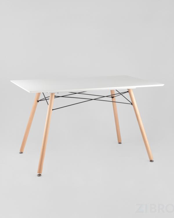 Стол Eames DSW Rectangle белый, каркас дерево и сталь, столешница МДФ