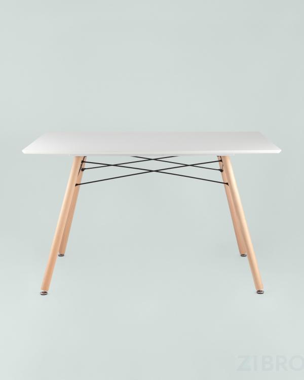 Стол Eames DSW Rectangle белый, каркас дерево и сталь, столешница МДФ