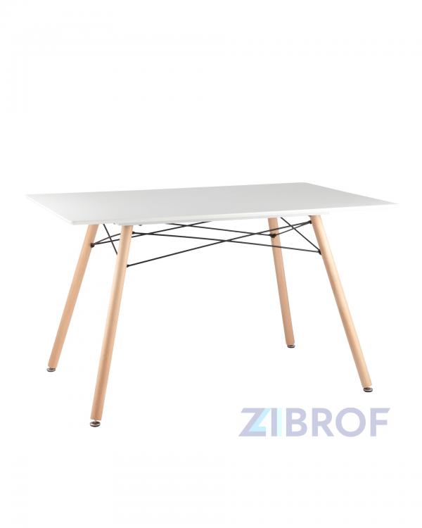 Стол Eames DSW Rectangle белый, каркас дерево и сталь, столешница МДФ