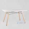 Стол Eames DSW Rectangle белый, каркас дерево и сталь, столешница МДФ
